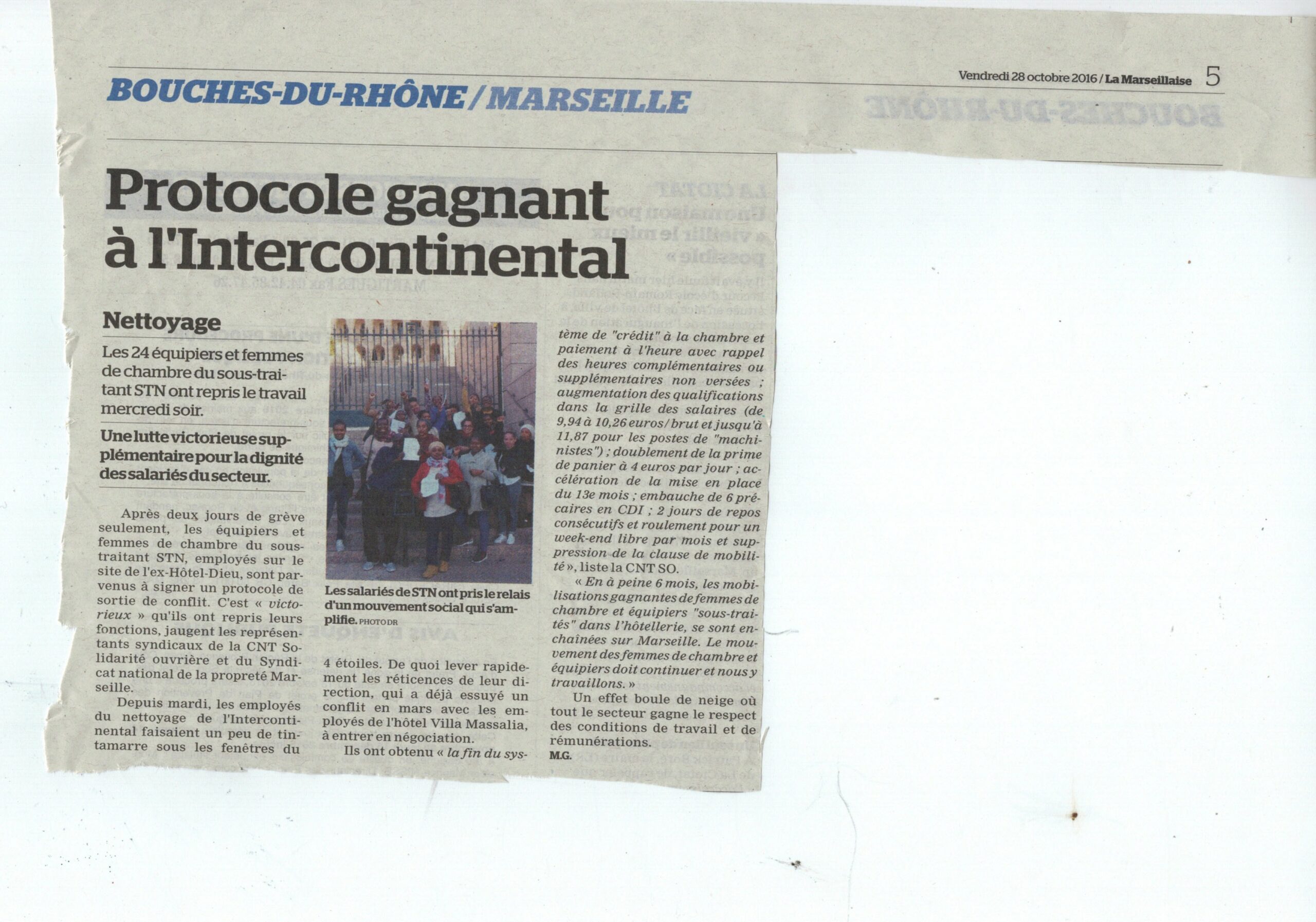 Article de La Marseillaise du 28/10/16