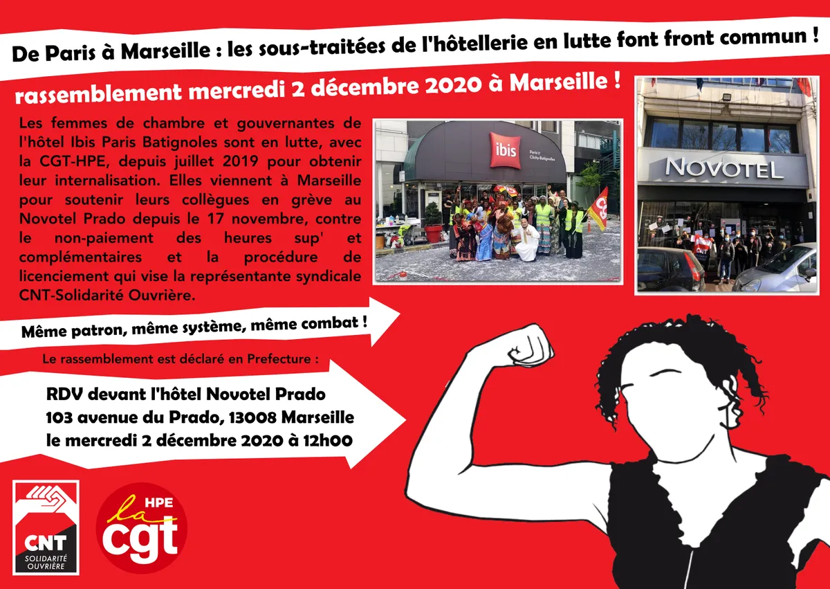 De Paris à Marseille : les sous-traitées de l’hôtellerie  en lutte font front commun  !