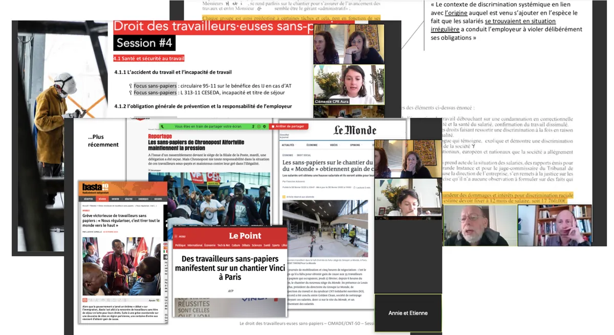 Formation aux droits des travailleur•euses sans-papiers : coopération CIMADE / CNT-SO
