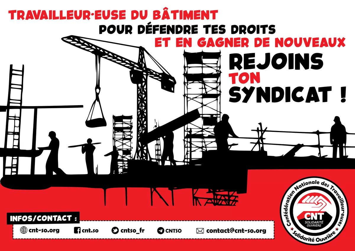 Travailleur et travailleuse du BTP : organise-toi, syndique-toi !