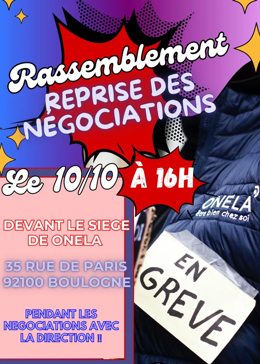Rassemblement de soutien aux salarié-es Onela en lutte , le 10 Octobre à Paris