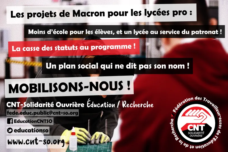 Mobilisons-nous contre la casse des lycées pro !