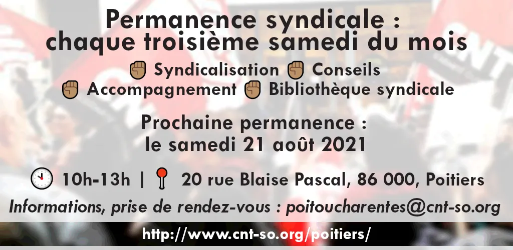 Permanence syndicale du mois d'août