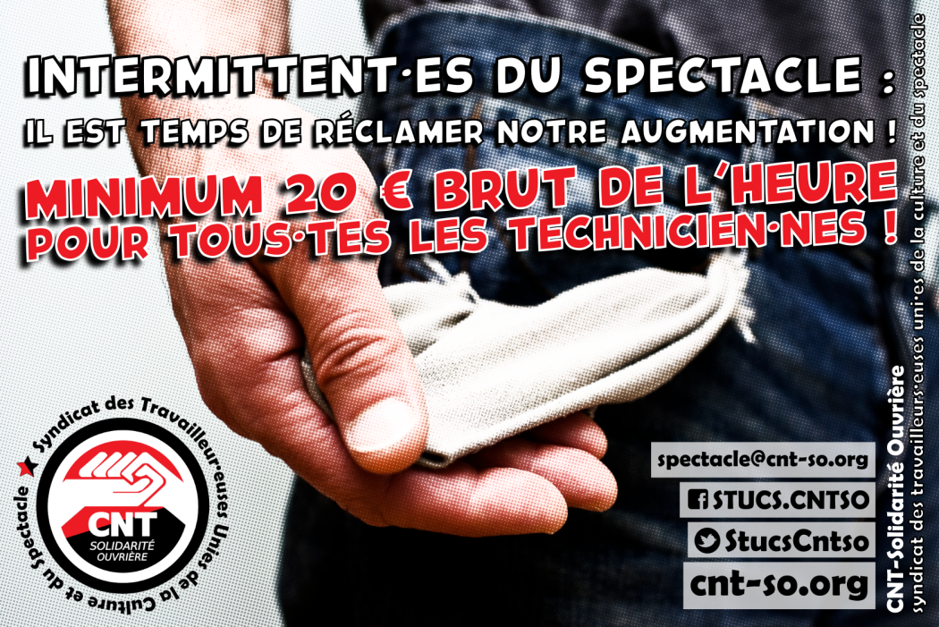 Intermittent-e-s du spectacle dans les Théâtres, Opéras, CDN. Il est grand temps de réclamer notre augmentation !