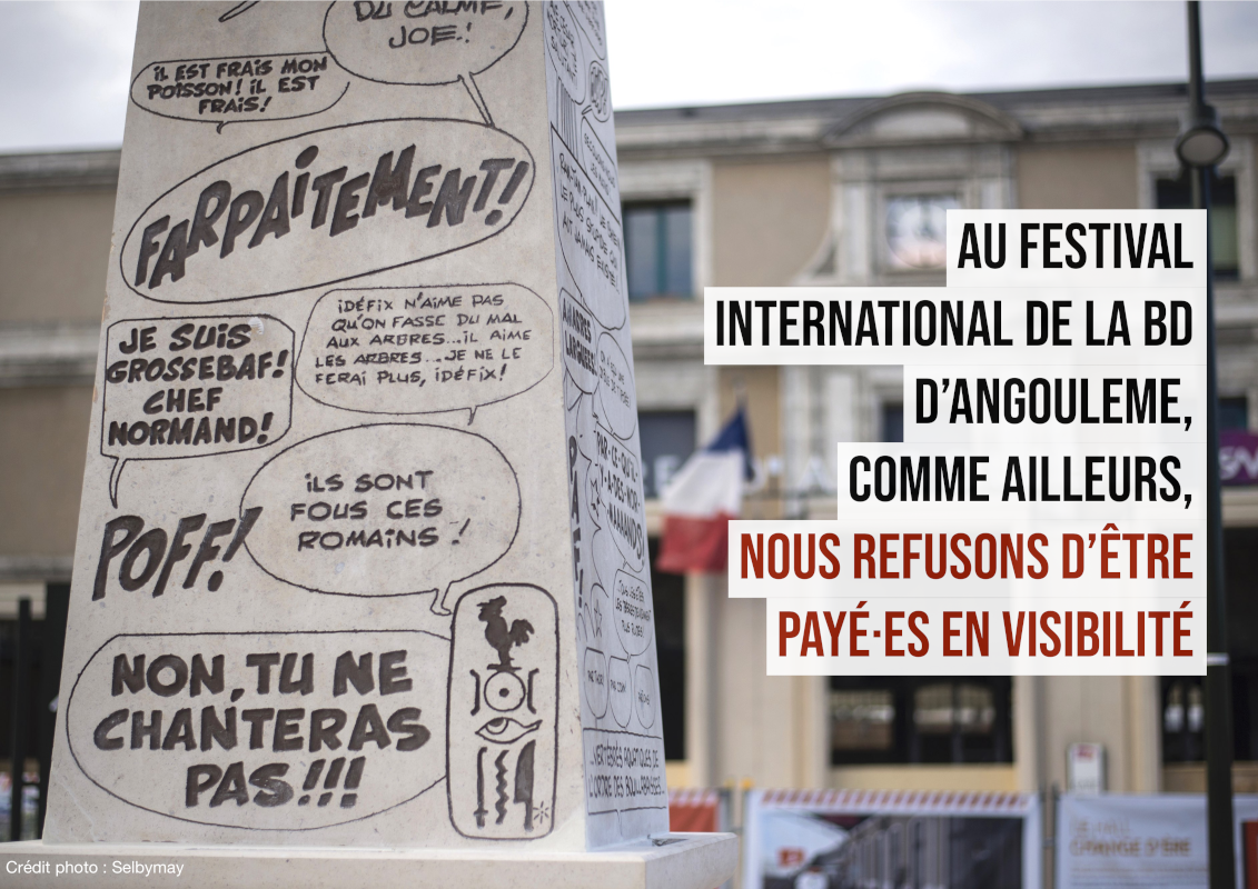 Au festival International de la BD d’Angoulême, comme ailleurs, nous refusons d’être payé·es en visibilité